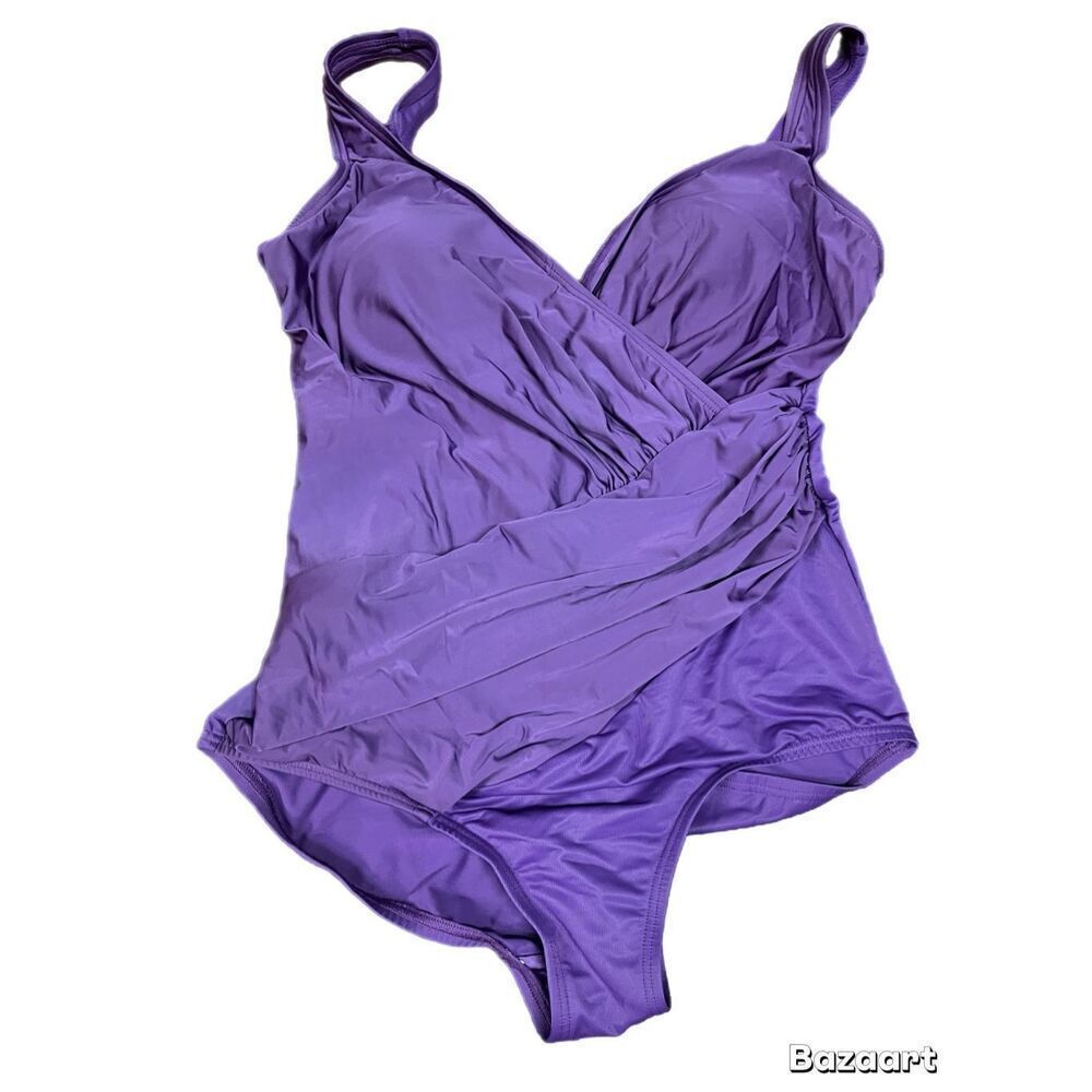 EXCLUSIVE OF TRIMS Purple one piece tummy controlswimsuit size 8-10